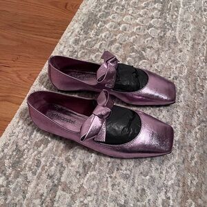 Jeffrey Campbell Amit Pink Foil Metallic Flats - Size 8 , New